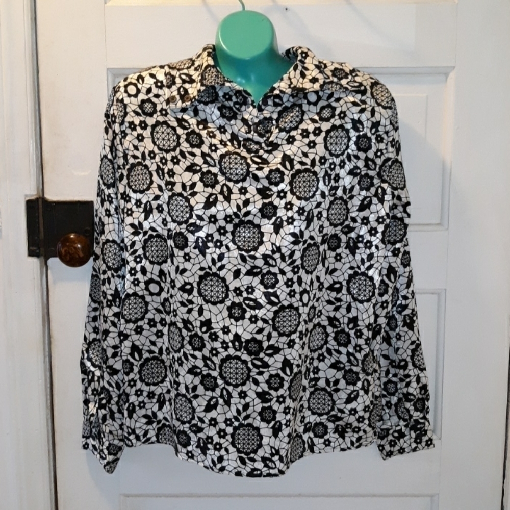 Vintage 1980s Laura & Jayne black white blouse 12